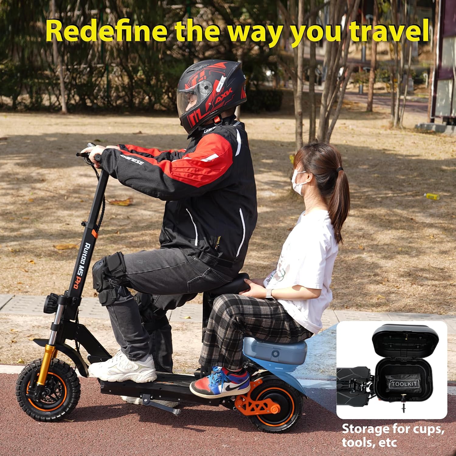Electric Scooter Adults 1600/2000W Motor 50 Miles Long Range & 30/35 MPH Top Speed 10' Off Road Tire Folding E-Scooter 48V 20.8AH Battery Kick Scooter with Detachable Seat for Commuter Outdoor