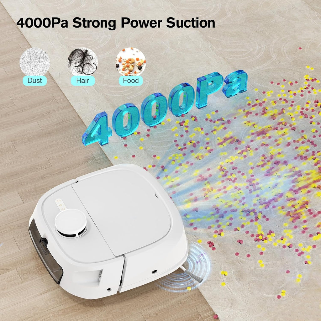 Robot Vacuum and Mop Combo, LiDAR Mapping Robotic Vacuum Cleaner for Pet Hair, Vacuum & Mop at the Same Time, No-Go Zones, Room Select, Multi-Floor Maps, 240-Min Runtime, App & Voice Control (2.4GHz)