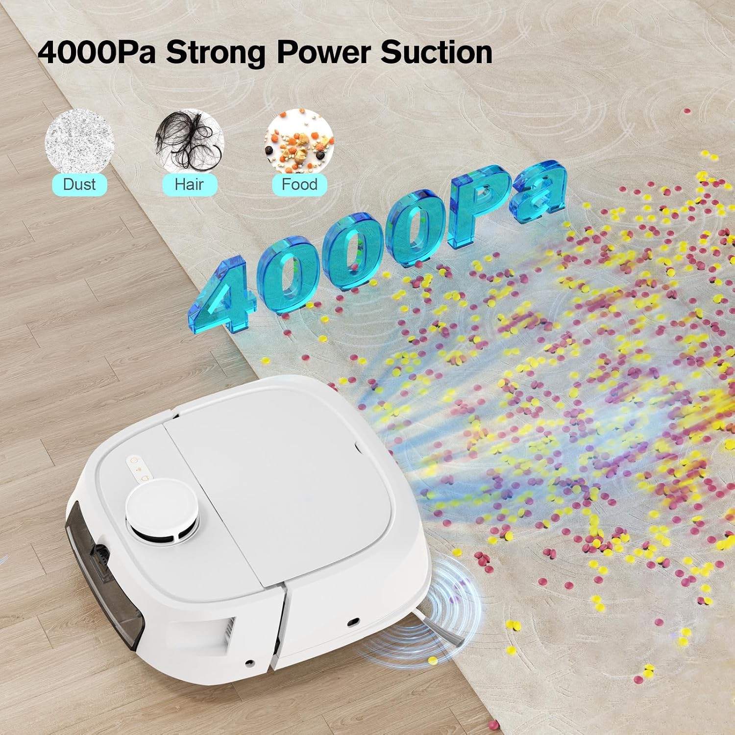 Robot Vacuum and Mop Combo, LiDAR Mapping Robotic Vacuum Cleaner for Pet Hair, Vacuum & Mop at the Same Time, No-Go Zones, Room Select, Multi-Floor Maps, 240-Min Runtime, App & Voice Control (2.4GHz)