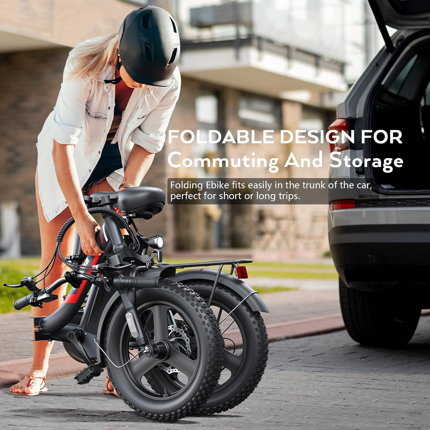 Vivi Gopina Electric Bike, 16' x 3.0 Fat Tire Electric Bike, Peak 500W Step Thru Electric Bicycle, 48V Removable Battery, Up to 40 Miles, LCD Display, 20mph, 7 Speed, SGS Certified to UL2849