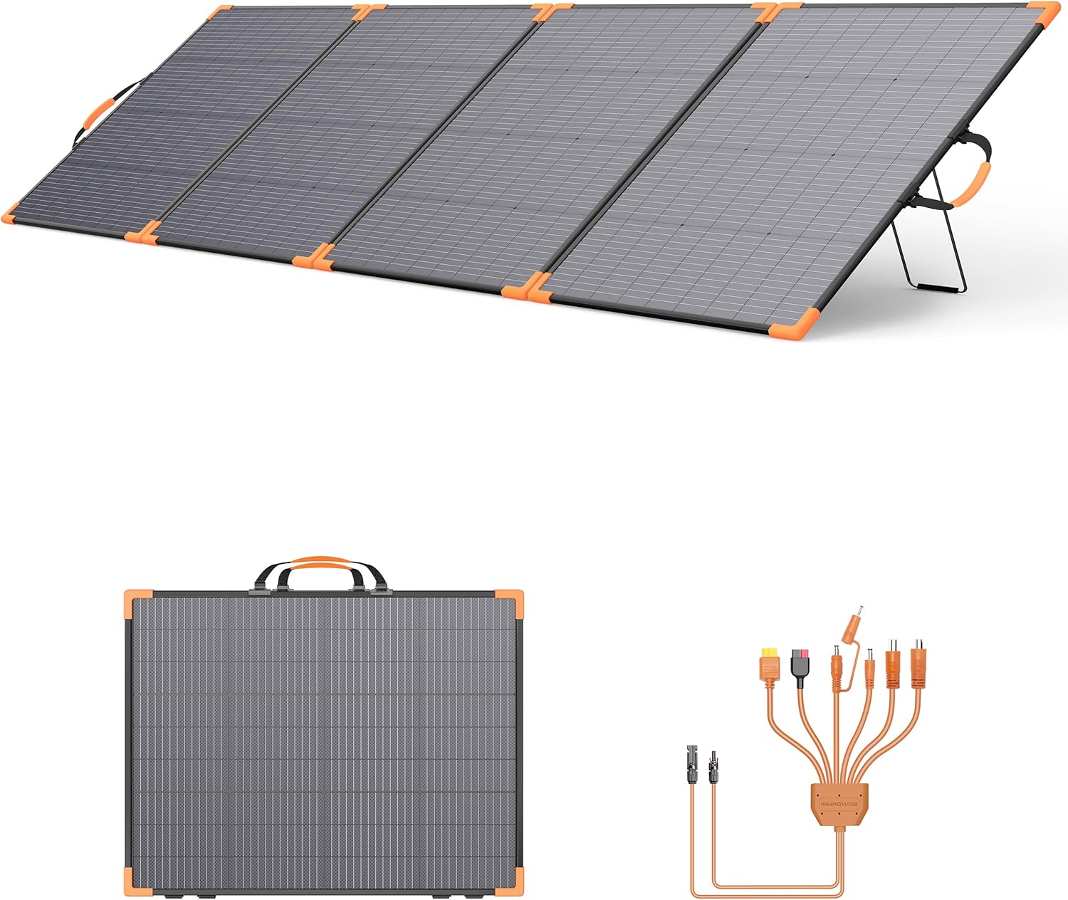 400W Bifacial Portable Solar Panel, 33V Lightweight Foldable Solar Charger for Power Station, IP68 Waterproof 23.5% High Efficiency with Adjustable Kickstands for Camping RVs Home Backup