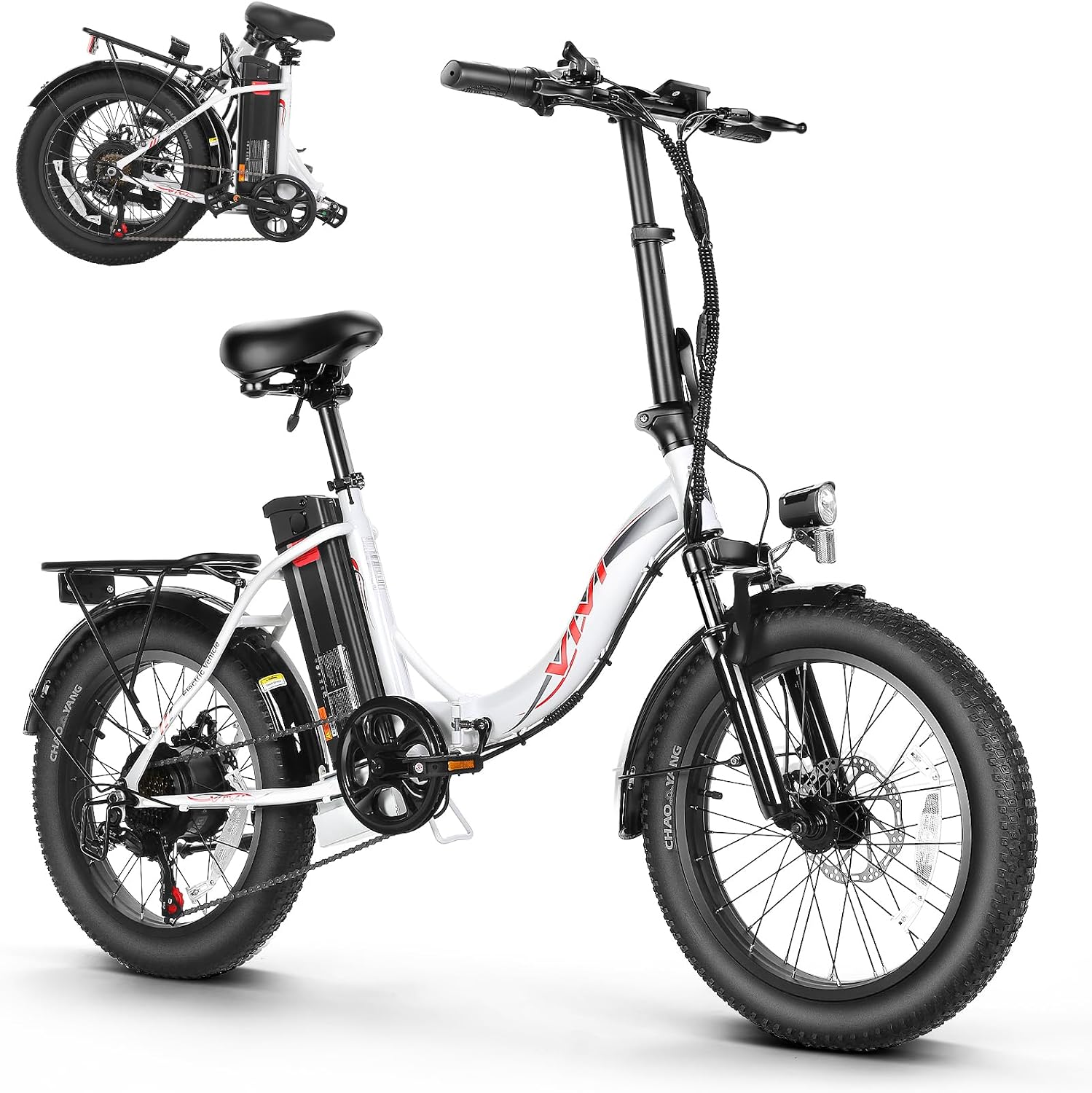 Vivi MT20UL Foldable Electric Bike 20' x3.0 Fat Tire Electric Bike with 48V 499.2WH Removable Battery, Peak 749W, Up to 50 Miles EBike, 7-Speed, 19.8MPH, Cruise Control, SGS Certified to UL2849