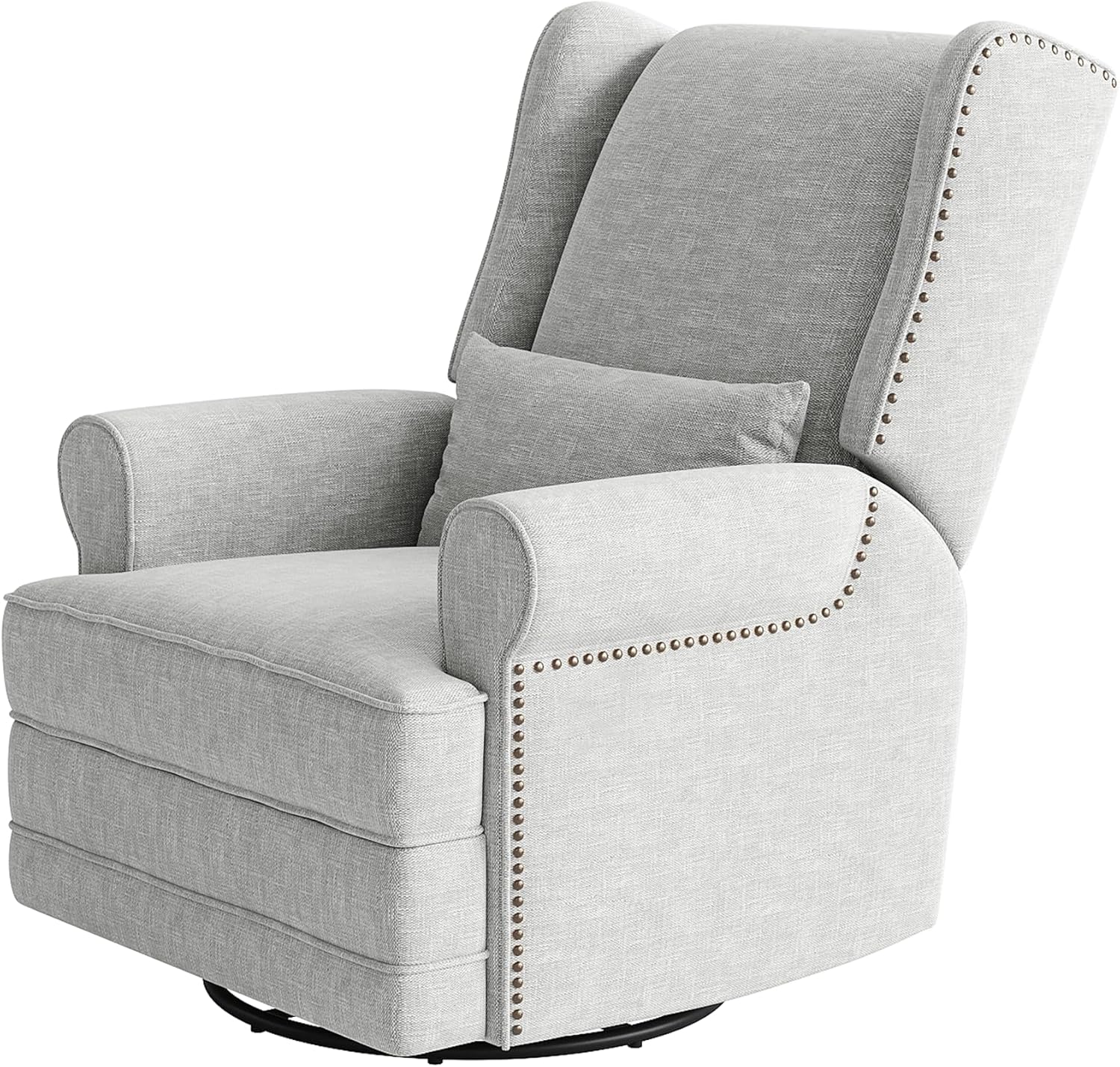 RoyalCraft Swivel Recliner Chair with Extra Large Footrest, Comfy Upholstered Glider Rocking Chair for Living Room, Bedroom and Office, Off White