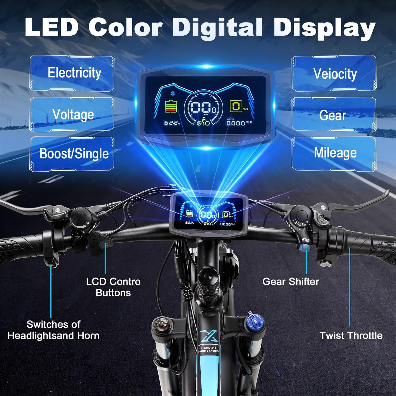 6000W Peak Dual Motor Electric Bike for Adults, 60V 25AH Battery, 45MPH & 100 Miles Range,21-Speed Full Suspension, 26' x 4.0' Fat Tire Off-Road E-Bike for All Terrain Snow Sand