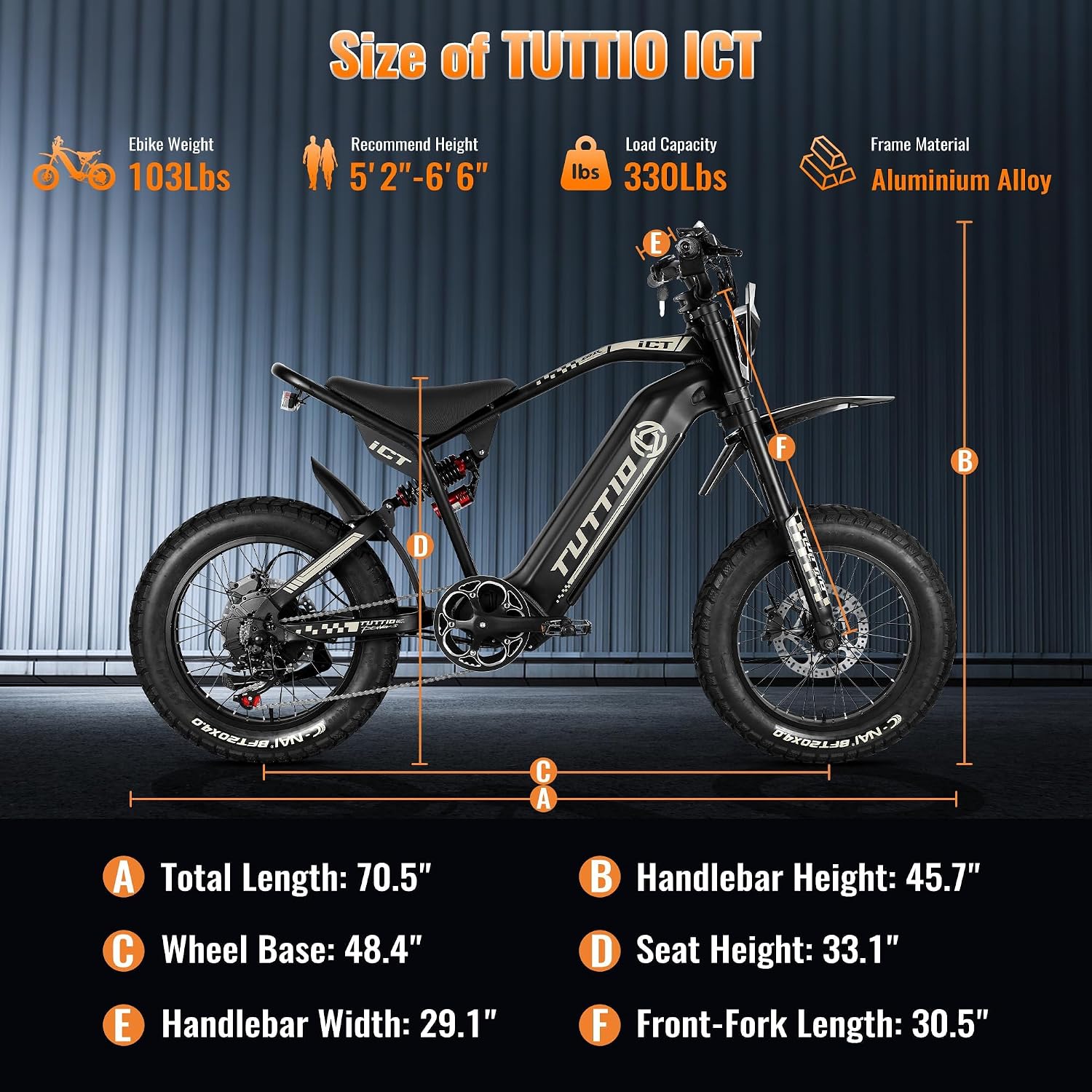 Tuttio ICT Electric Bike for Adults Teens Age 16+, 4000 Peak 50MPH 60V 25AH Electric-Dirt-Bike, 20' Fat Tire Electric Motorcycle, Full Suspension E-Bike for Mountain Off-Road Snow