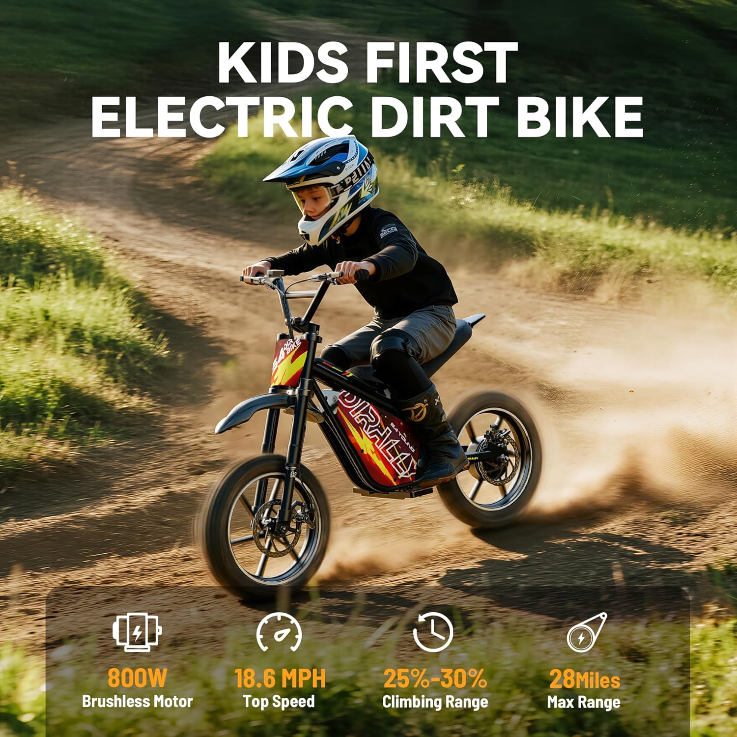 eAhora 36V 1000W Electric Dirt Bike for Kids 8+, 3-Speed Modes Kids Electric Bike, Up to 23MPH & 35 Miles Electric Off-Road Motocross for Kid, Hydraulic Brake & Dual Suspension, S4 Young Plus-Red