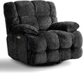 GINGO Power Oversized Recliner Chair, Extra Wide Swivel Rocking Recliner Chair, Breathable Soft Fabric Modern Single Sofa for Living Room, 90°-140° Electric Adjustable Angle, USB & Type-C Port, Black