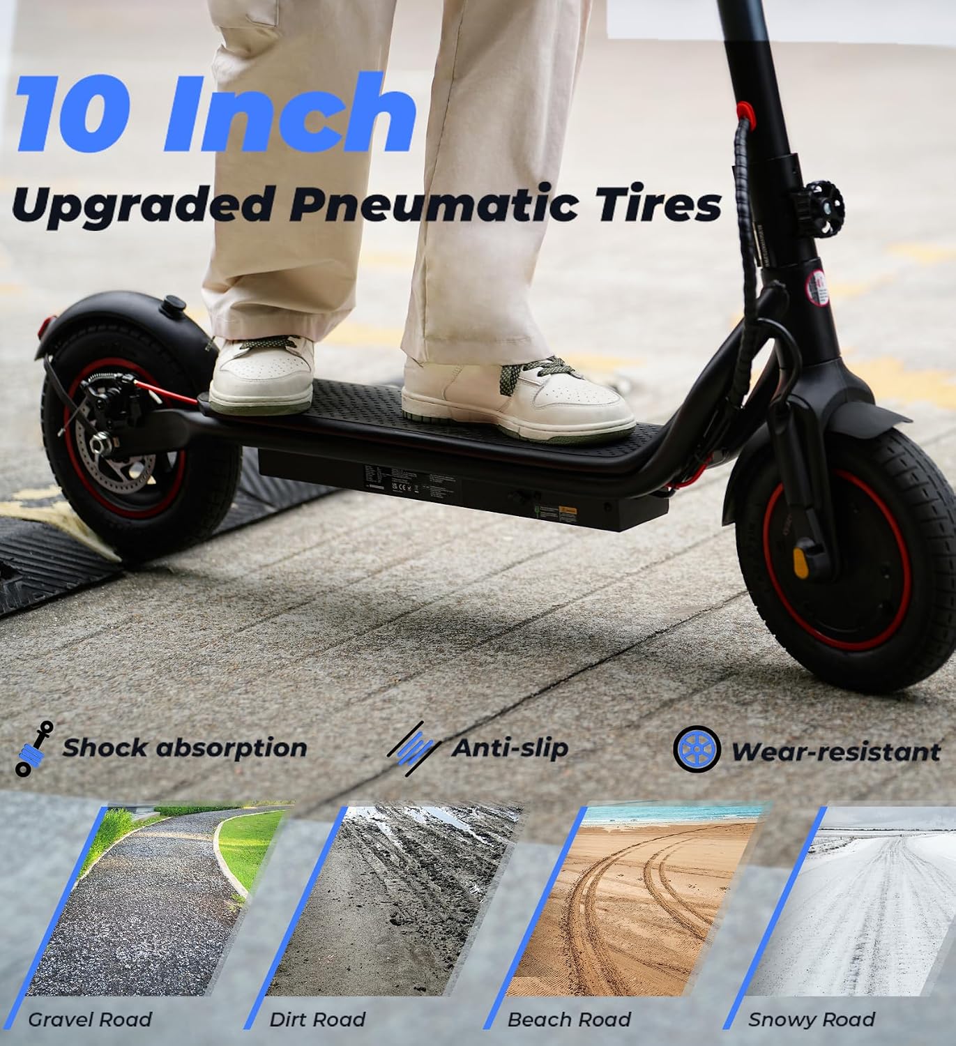 Electric Scooter, 23 Miles, 22 MPH Top Speed Electric Scooter for Adults, 500W Powerful Motor,10'/8.5' Pneumatic Tires Commuting Scooter, Foldable Escooter for Commuting & Campus Use