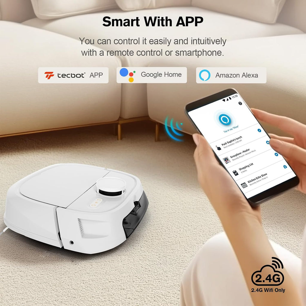 Robot Vacuum and Mop Combo, LiDAR Mapping Robotic Vacuum Cleaner for Pet Hair, Vacuum & Mop at the Same Time, No-Go Zones, Room Select, Multi-Floor Maps, 240-Min Runtime, App & Voice Control (2.4GHz)