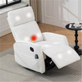 cinkehome Heated Massage Swivel Rocker Recliner Chair for Nursery - Small Space Reclining Chair with Lumbar Support, 360° Swivel & Gentle Rocking, Ergonomic High Back Short Plush Cream White
