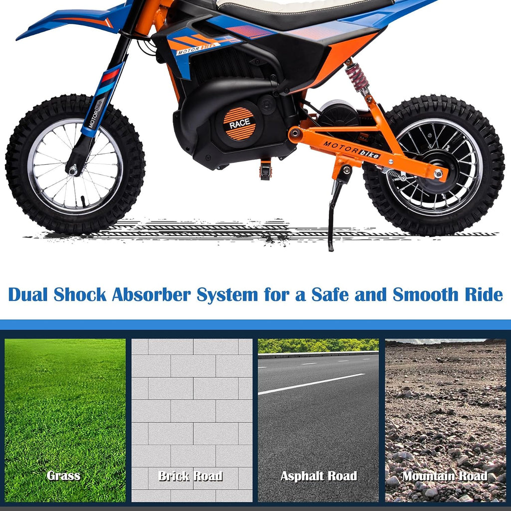 JoyWheel 24V 7Ah Electric Dirt Bike, 250W Electric Motorcycle for Kids, 14MPH Off-Road Motorcycle with Anti-Slip Tires (Blue)