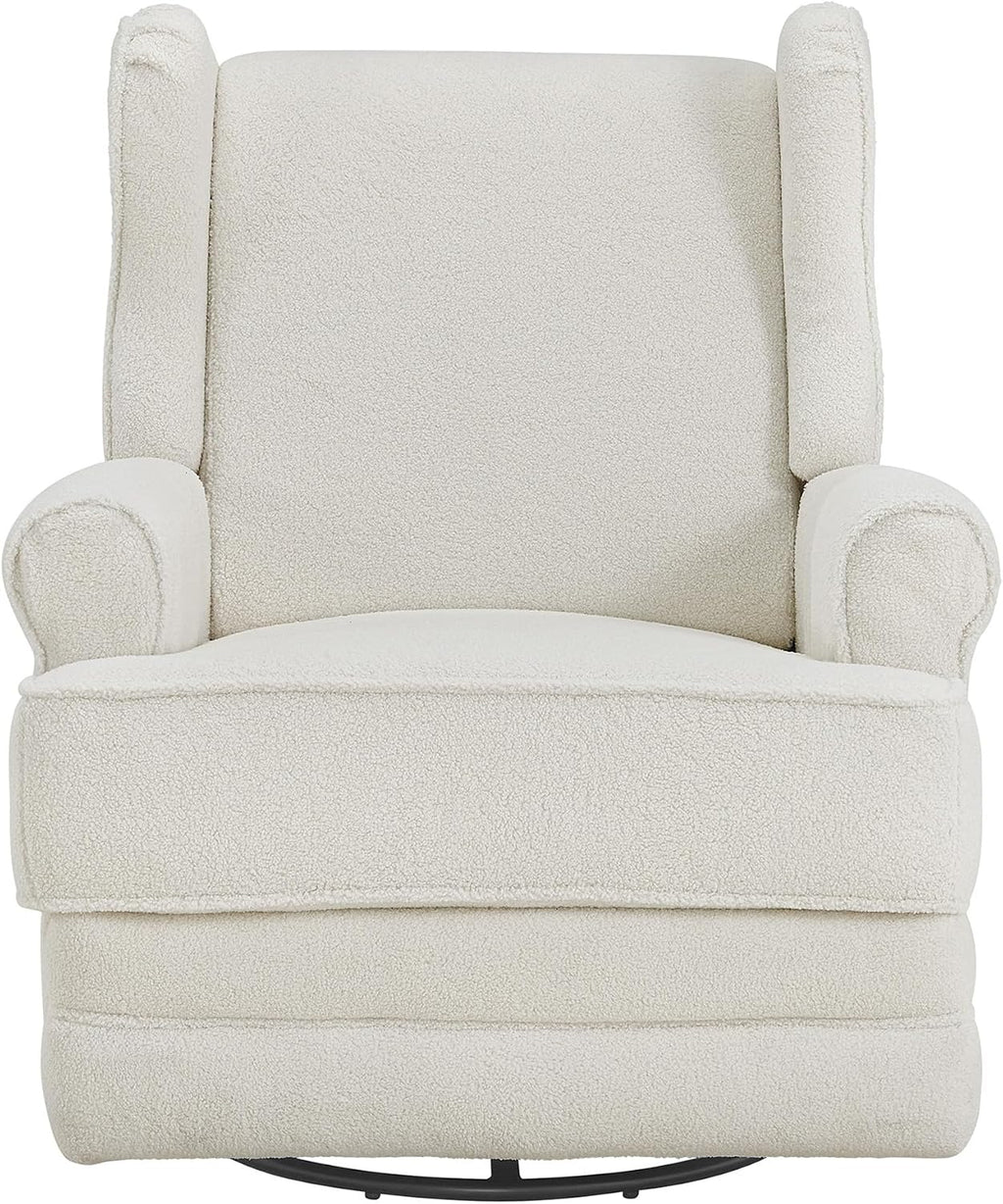Oxford Baby Teegan Upholstered Glider Recliner Rocking Chair 360° Swivel for Nursery and Living Room - Boucle White
