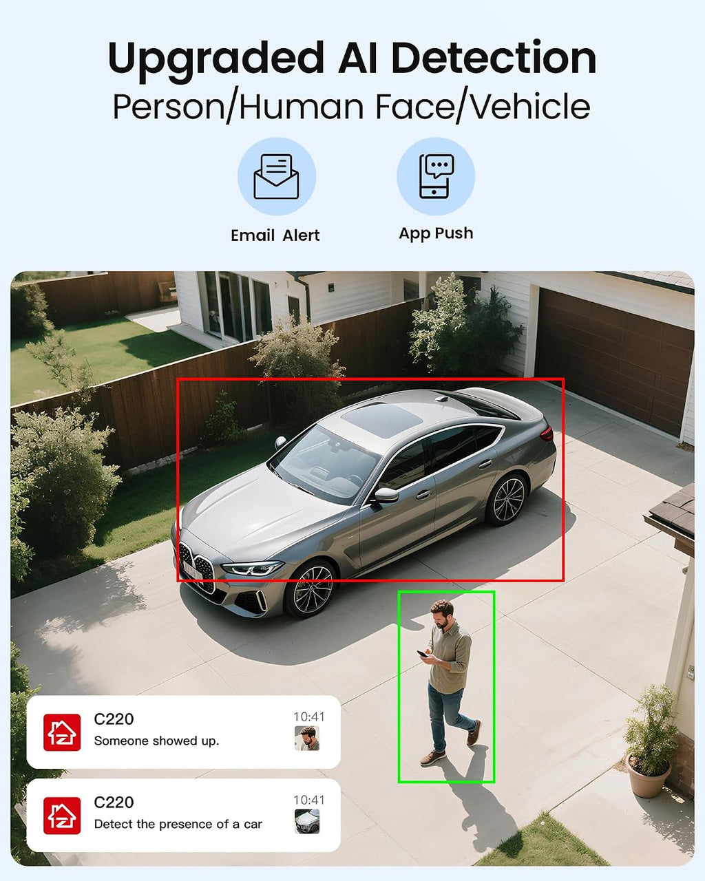 ZOSI C220 4K 8MP 8CH POE NVR Security Camera System (16CH Expandable), 4 x 8MP PoE IP Dome Cameras Outdoor Indoor, AI Human/Vehicle/Face Detection, One-Way Audio, 100ft IR Night Vision, 2TB HDD