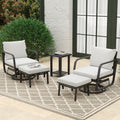 Patio Glider Swivel Rocker Sets: 5Pieces Aluminum Alloy Ensemble with 360° Swivel Rocking Glider Chairs, Rust-Resistant Frame Gray Cushions -Perfect for Decoration (2 Glider chairs& 2Ottomans+1Table)