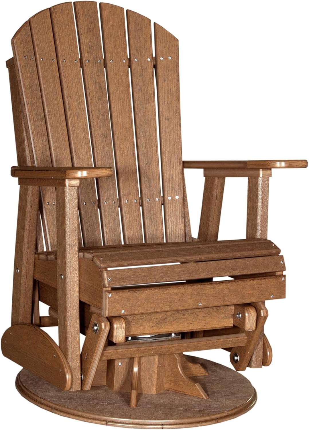 LuxCraft 2' Adirondack Outdoor Swivel Glider Chair, Patio Glider Rocker, Outdoor Swivel Rocker Chair, Glider Rocking Chair (Antique Mahogany)