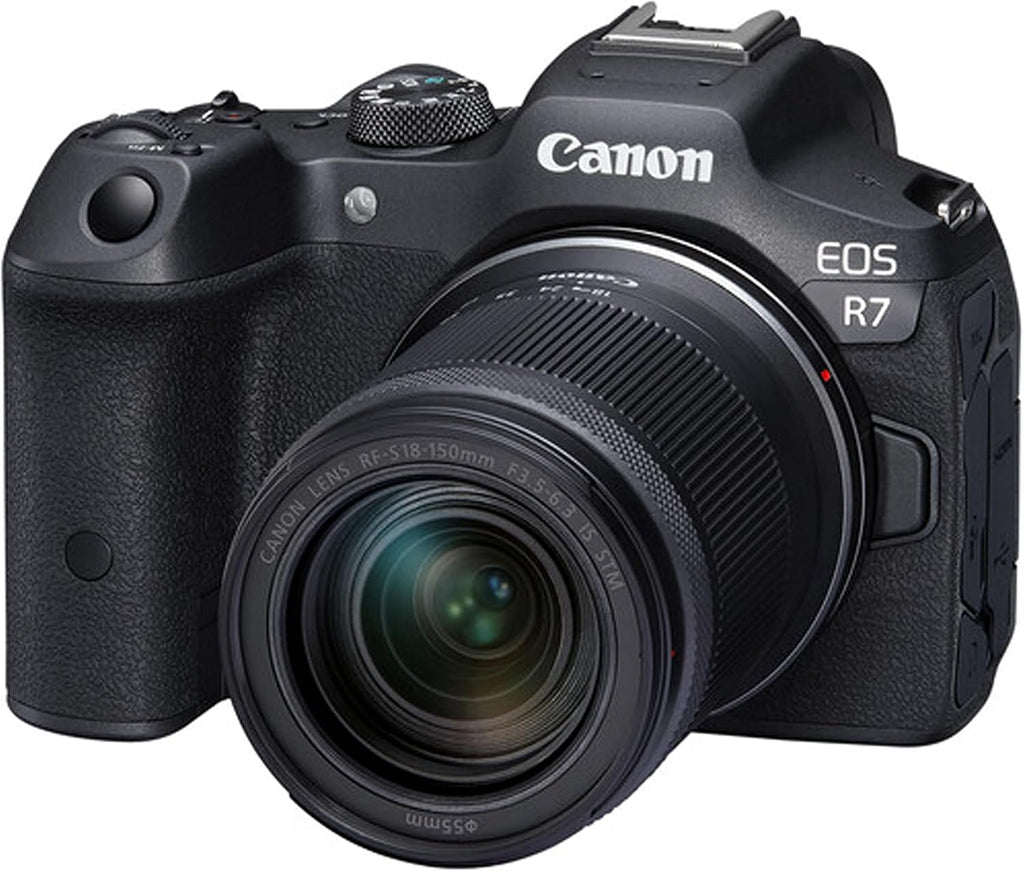 Canon EOS R7 32.5MP APS-C CMOS Sensor Mirrorless Camera with 18-150mm Lens + 64GB Memory + Stabilizing Grip + Software Pack +More (Value Bundle) (Renewed)
