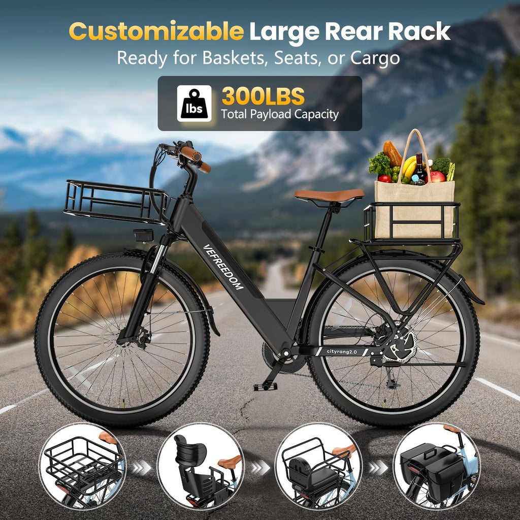 Electric Bike for Adults 1000W 1500W Peak Motor 15AH 20AH Removable Battery 70Miles 80Miles UL 2849 Certified Electric Commuter Bike Front Suspension Ebike