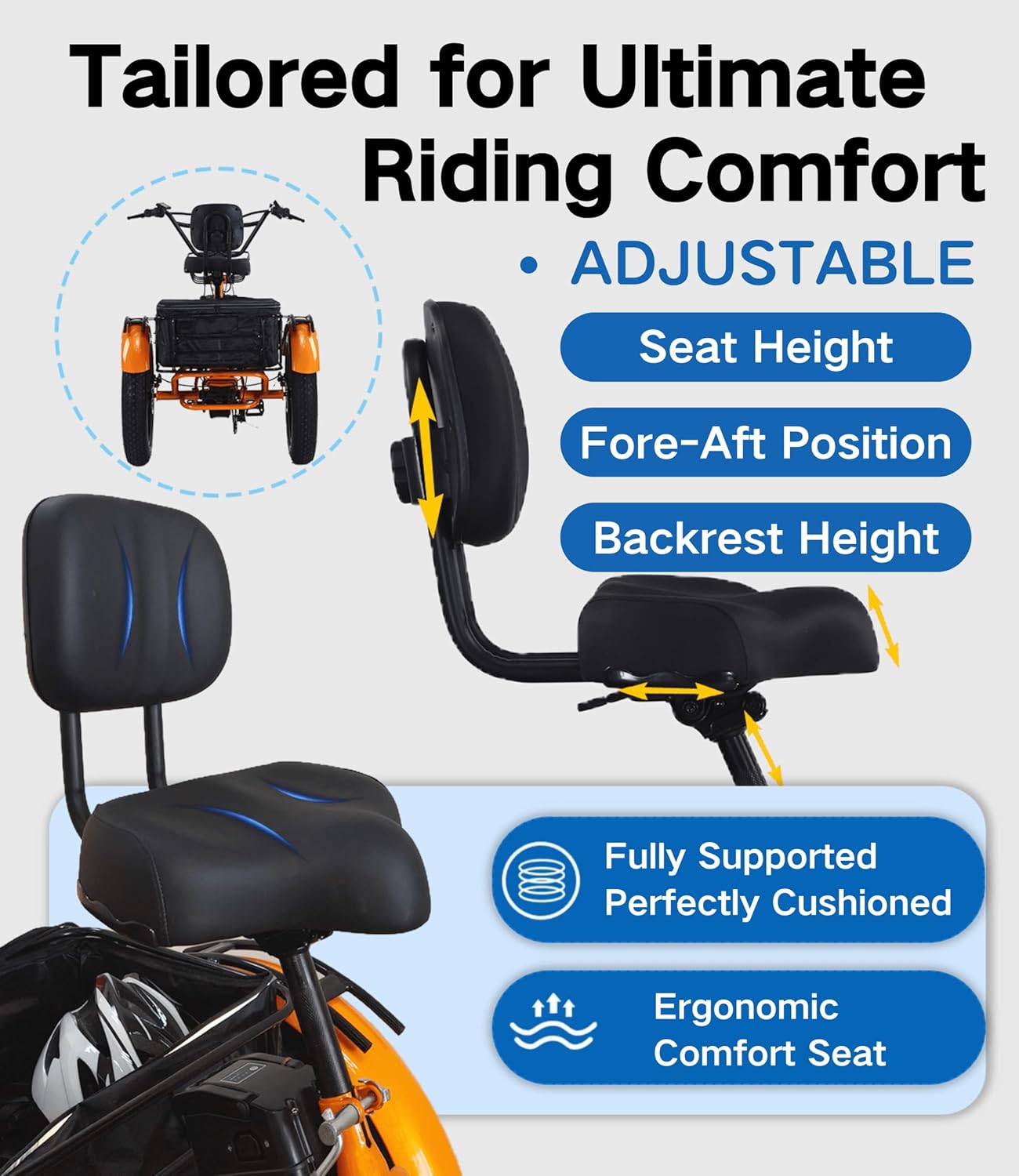 2.0 Electric Tricycle for Adults, 20'x4' Fat Tire Folding Electric Trike, 750W 48V 20.8Ah Long-Range Battery, Built-in Speaker, USB Port, 20MPH 75KM 7 Speed, 3 Wheel E-Trike