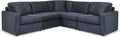 Signature Design by Ashley Modmax Contemporary Stain Resistant 5-Piece Sectional with Armrest, Throw Pillows and Reversible Cushions, Blue