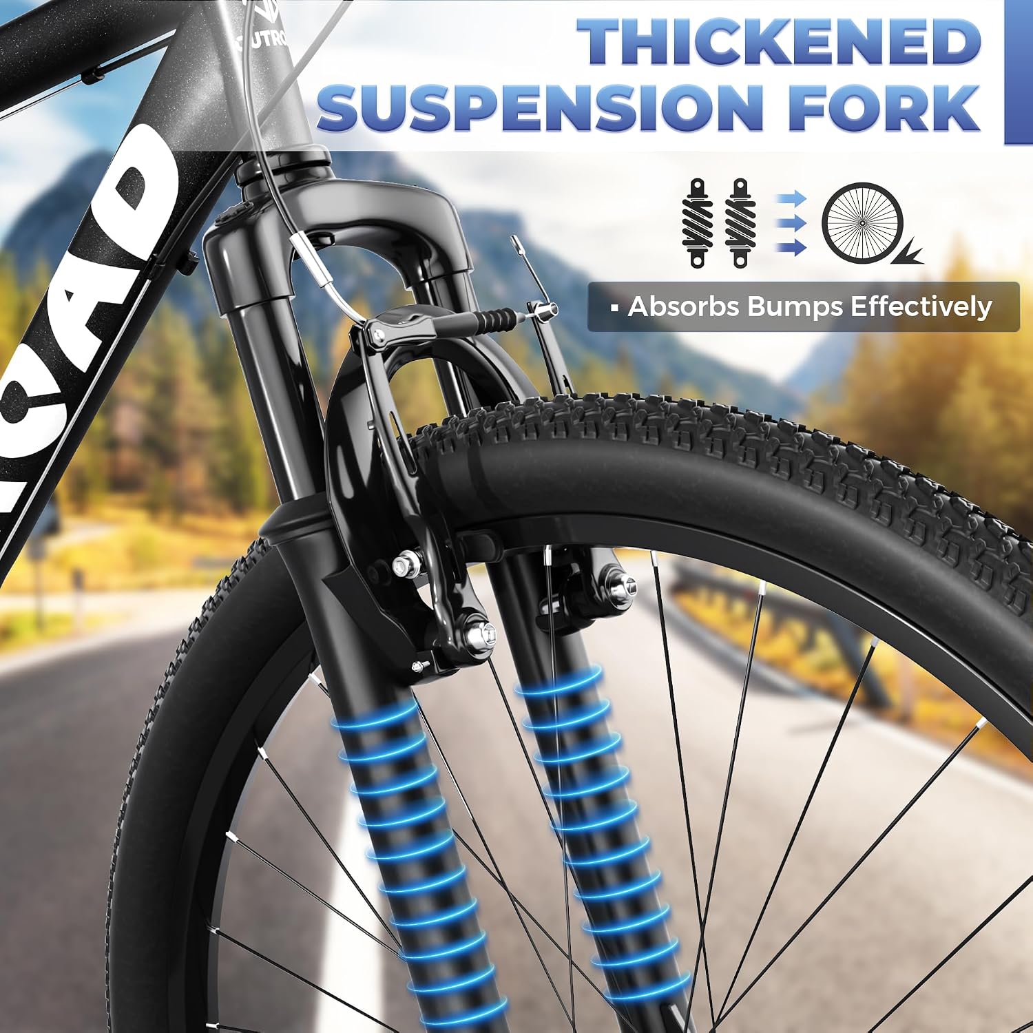 Outroad 26 Inch Mountain Bike, 7/21-Speed/High-Carbon Steel/Aviation Grade Frame, Dual Disc/V Brake, Adjustable Ergonomic Seat Bicycle for Men Women Adult, Quick Assembly in 20 Minutes