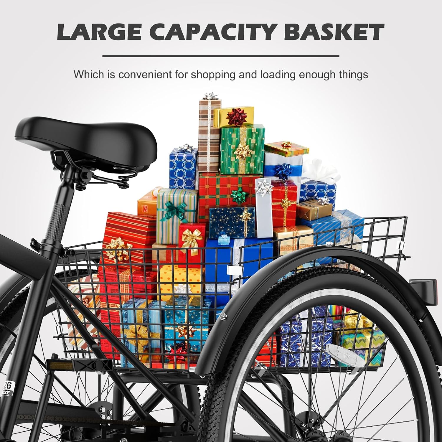 ABORON Adults Tricycle, 3 Wheels Bike for Adult, Tricycle for Adults, Double-Wall Wheel Rims, Tricycle for Women Men Exercise Outdoor Sports