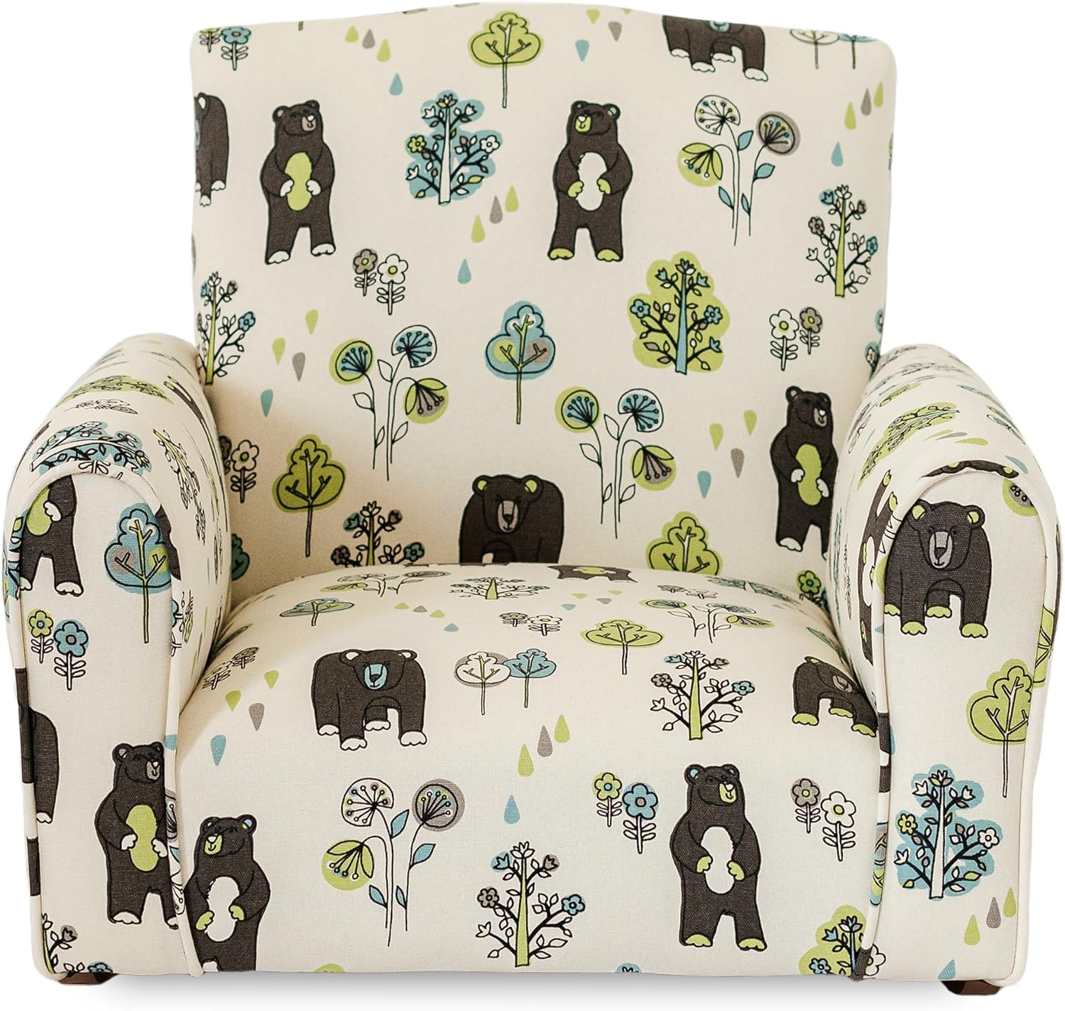 Kid Rocking Chair for Toddlers, Child Chair for Little Kids, Upholstered Toddler Armchair for Children, Comfy and Cute Little Kid Chairs (Rockers, Bears & Trees Print)