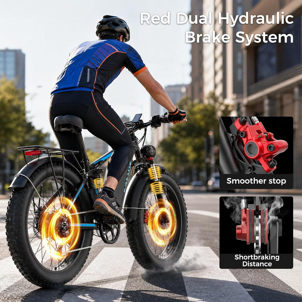 Peak 9000W Dual Motor Ebike for Adults, 58V Max-Output Battery 24Inch Fat Tire Electric Bike, Max 47MP H Speed & 105 Miles Range, Hydraulic Disc Brakes Full Suspension