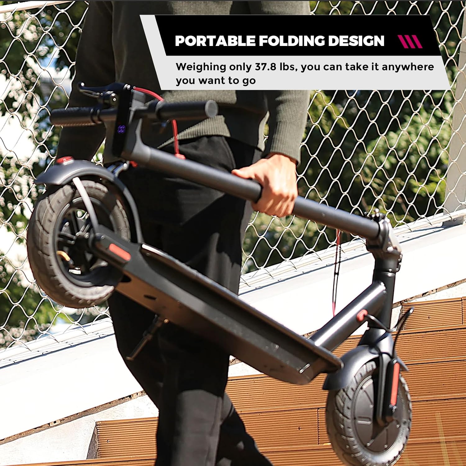 Windone Electric Scooter for Adults, 430W Peak Motor, 19MPH & 17-Mile Range, Foldable Commuter Scooter with 10' Shock-Absorbing Tires & Dual Braking System (UL 2272 Certified)
