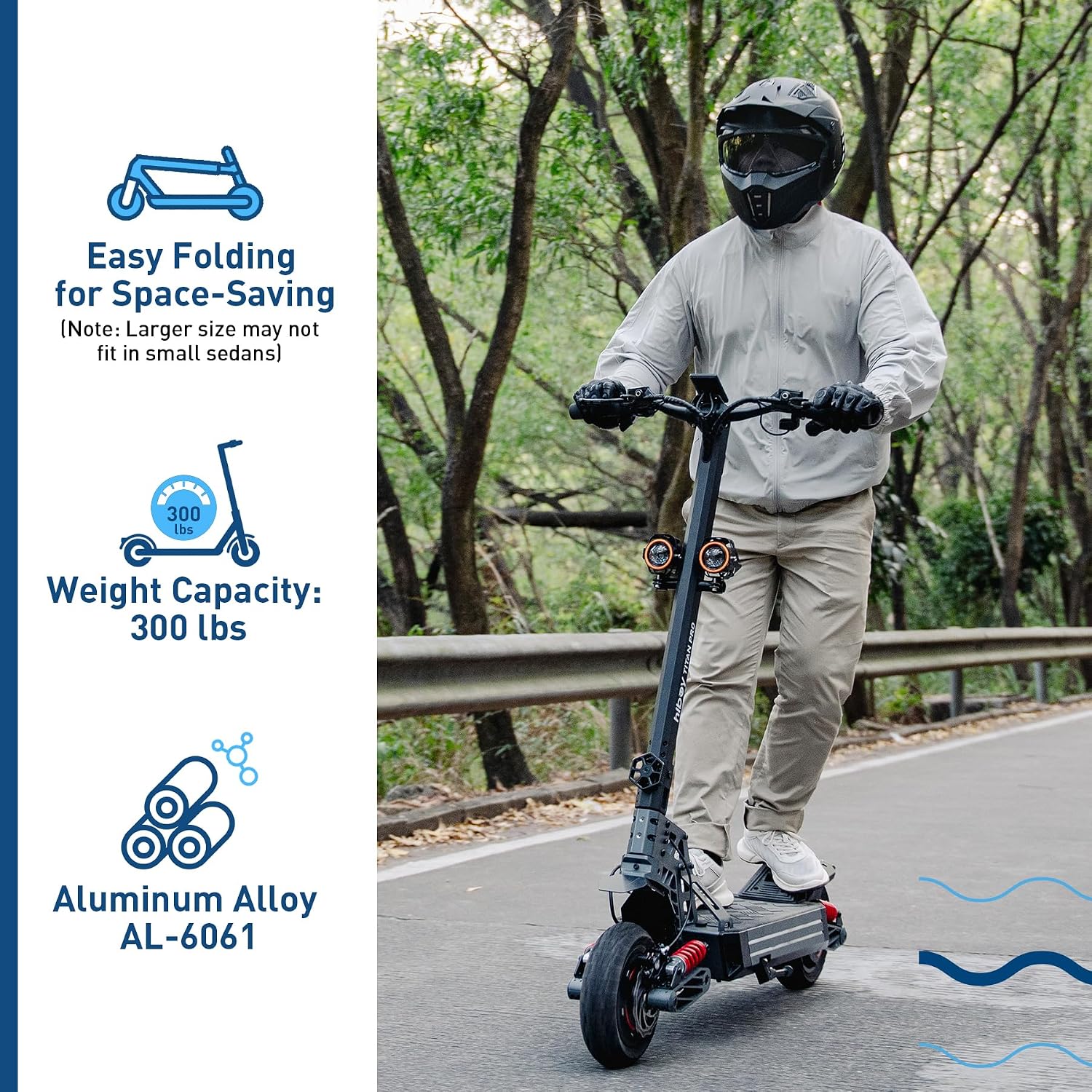 Hiboy Titan Series Electric Scooter, Up to 46–80 Miles Range, 1200W–2400W Motor, 25–31 MPH, 10' All-Terrain Tires, Dual Suspension, Electric Scooter for Adults with Phone Holder