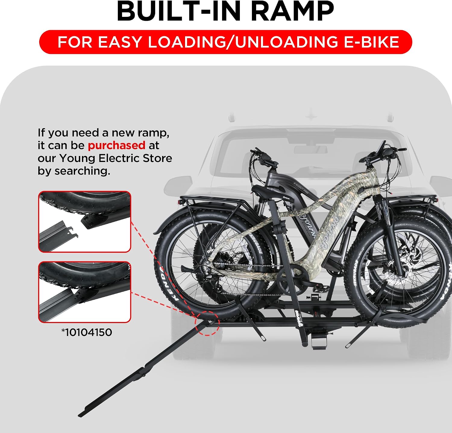YOUNG ELECTRIC 200LBS EZ-FOLD Aluminum 2-Ebike Carrier with Ramp for Bikes and Electric Bike, Car SUV Truck Van RV and Trailer