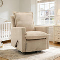Rocking Chair Nursery Swivel Rocker Recliner Chair, High Back Adult Manual Recliner for Small Spaces, Glider Rocking Reclining Sofa for Living Room Bedroom, Beige
