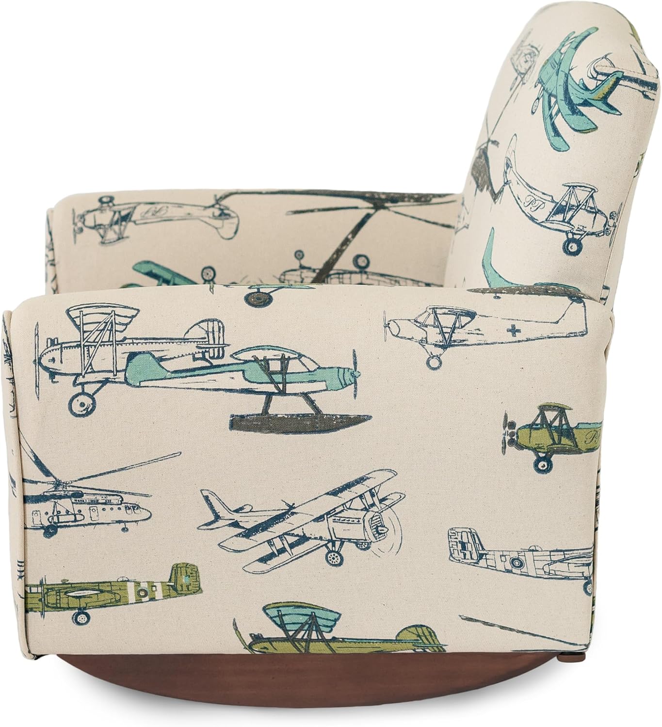 Kid Rocking Chair for Toddlers, Child Chair for Little Kids, Upholstered Toddler Armchair for Children, Comfy and Cute Little Kid Chairs (Rockers, Airplanes Print)