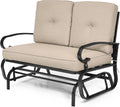 Tangkula Outdoor Swing Glider Chair, Patio Glider Bench for 2 Persons, Outdoor Rocking Loveseat with Steel Frame & Comfortable Cushions for Garden, Porch, Balcony, Poolside (Beige)