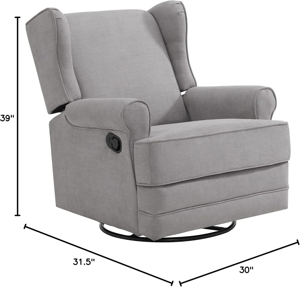 Oxford Baby Teegan Upholstered Glider Recliner Rocking Chair 360° Swivel for Nursery and Living Room - Gray