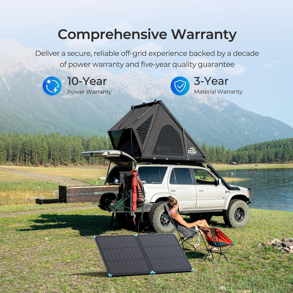 RENOGY REGO 100W Portable Solar Panel, Renogy Solar Panels Lightweight and Durable, 25% High Efficiency, 100 Watt Foldable Solar Panel Charger for Power Station, RV, Camping, Off-Grid, Home Backup