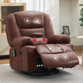 Rocker Recliner Chair with Heat and Massage,Nursery Recliner 360° Swivel Oversized Chairs for Adults,PU Leathe Lazy Boy Single Sofa Seat with 3 Positions, Side Pockets,Cup Holders for Living Room
