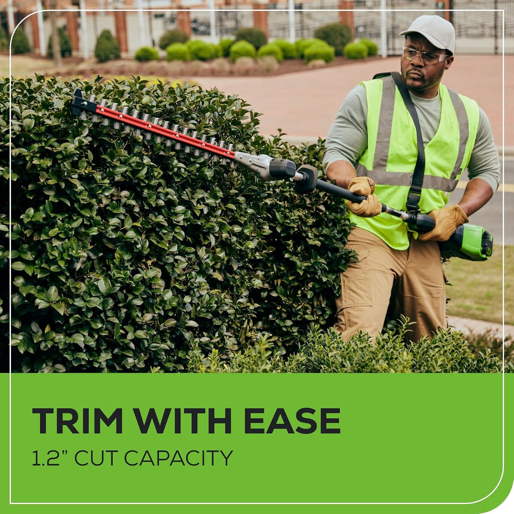 Greenworks 82V 24' Brushless Cordless Fixed Mid Pole Hedge Trimmer, 2.5Ah Battery and Dual Port Rapid Charger (Great for Landscapers and Professionals)
