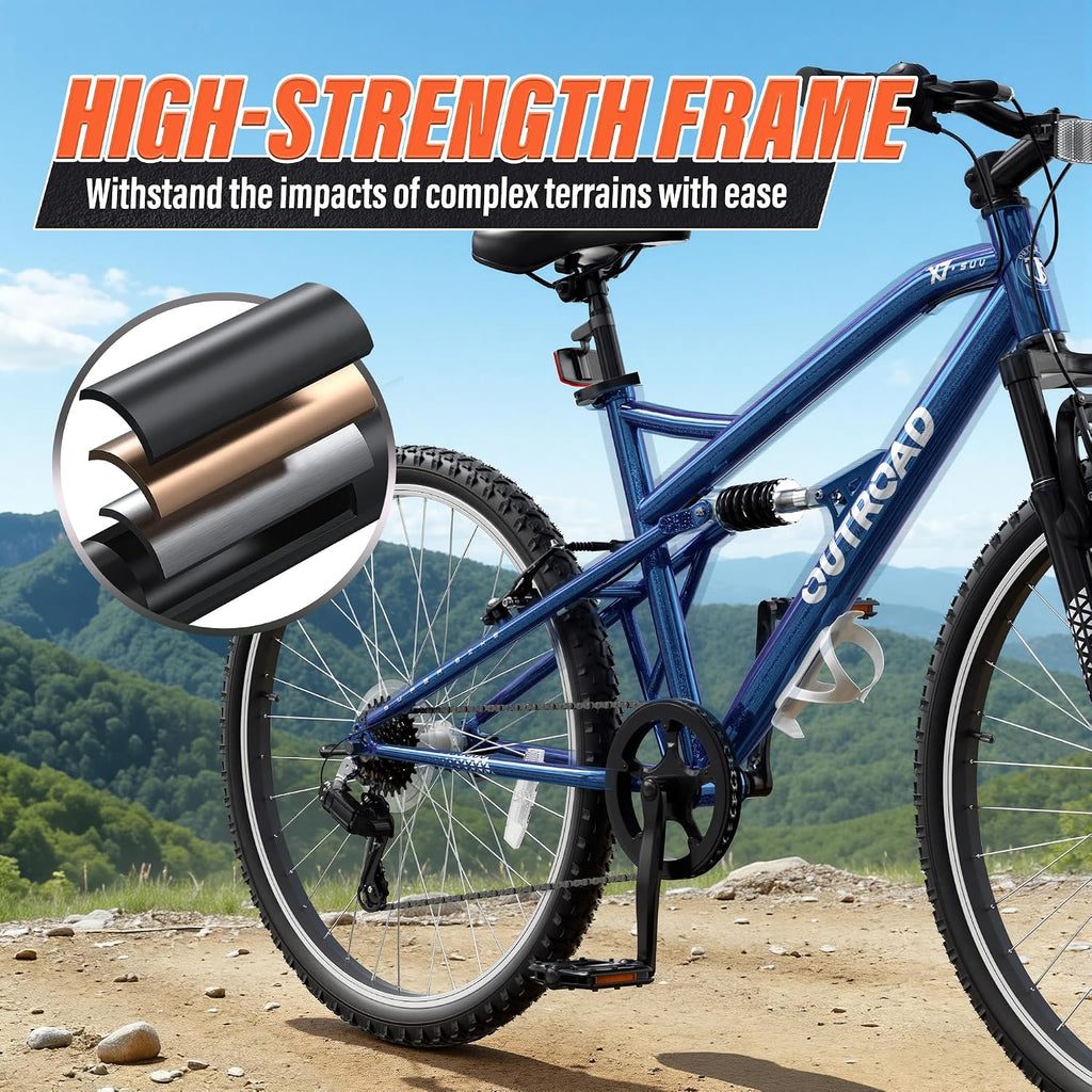 Betterland 26 Inch Mountain Bike with Adjustable Ergonomic Seat, 7/21 Speed Adult Bike with Dual V Brakes, Outdoor Cycling Bike with High Carbon Steel Frame and Front Suspension