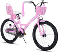 KEANO Zinnia 20 Inch Kids Bike for Girls Ages 7-10 Years, 20 Inch Girls' Bikes with Kickstand, Streamers, Basket and Doll Seat, Children Bicycles Pink