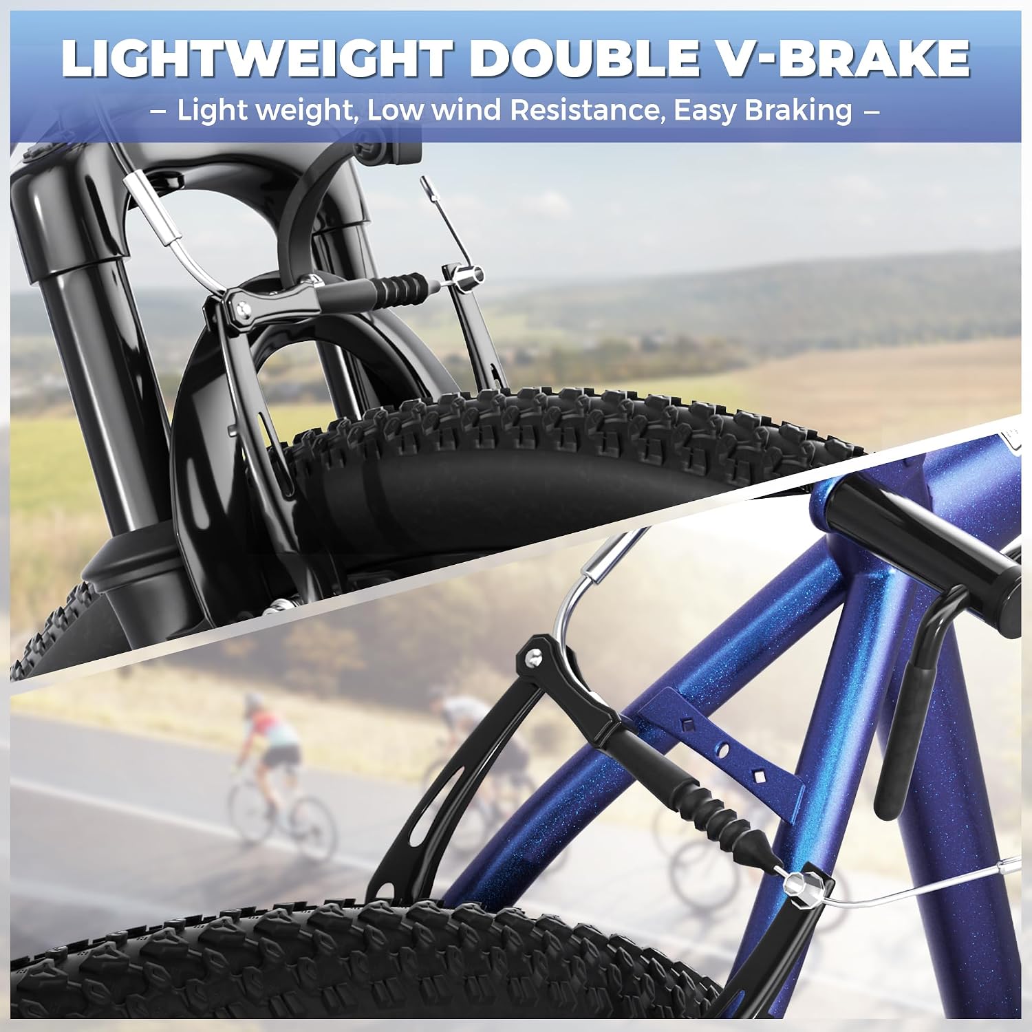 Betterland 26 Inch Mountain Bike with Adjustable Ergonomic Seat, 7/21 Speed Adult Bike with Dual V Brakes, Outdoor Cycling Bike with High Carbon Steel Frame and Front Suspension