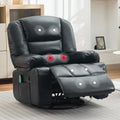 Rocker Recliner Chair with Heat and Massage,Nursery Recliner 360° Swivel Oversized Chairs for Adults,PU Leathe Lazy Boy Single Sofa Seat with 3 Positions, Side Pockets,Cup Holders for Living Room