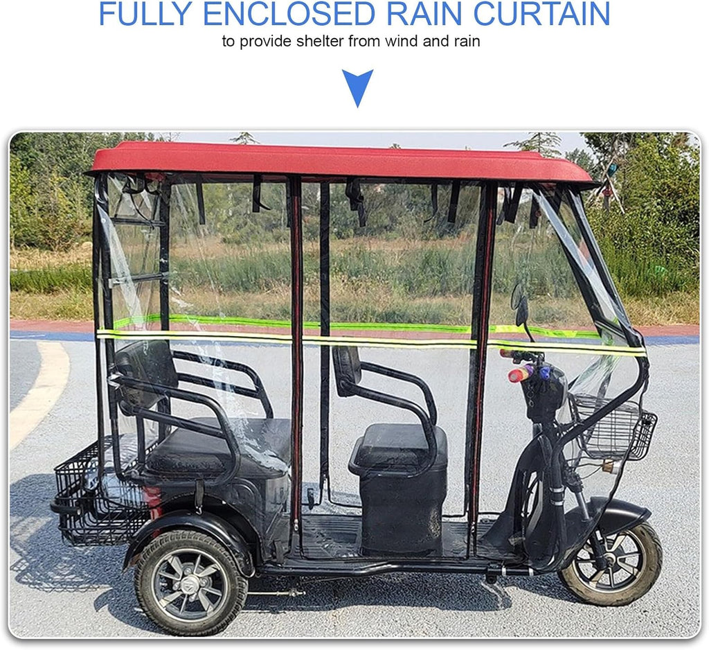 Adult Electric Tricycle Bike Covers, Electric Tricycle Frame Canopy Cover, Protect 3-Wheel Bike from Rain, Dust, Debris, and Sun(Red,160 * 80cm/63 * 31.5in)