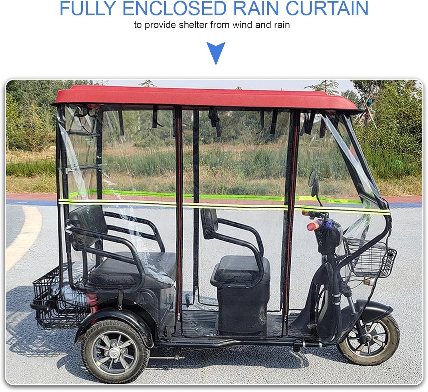 Adult Electric Tricycle Bike Covers, Electric Tricycle Frame Canopy Cover, Protect 3-Wheel Bike from Rain, Dust, Debris, and Sun(Red,160 * 80cm/63 * 31.5in)