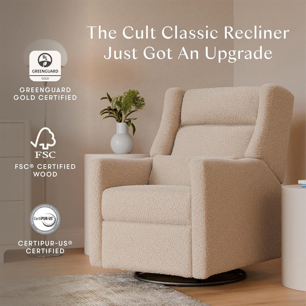 Babyletto Kiwi Plus Power Recliner and Swivel Glider with Power Headrest and USB Port in Chai Shearling, GREENGUARD Gold and CertiPUR-US Certified