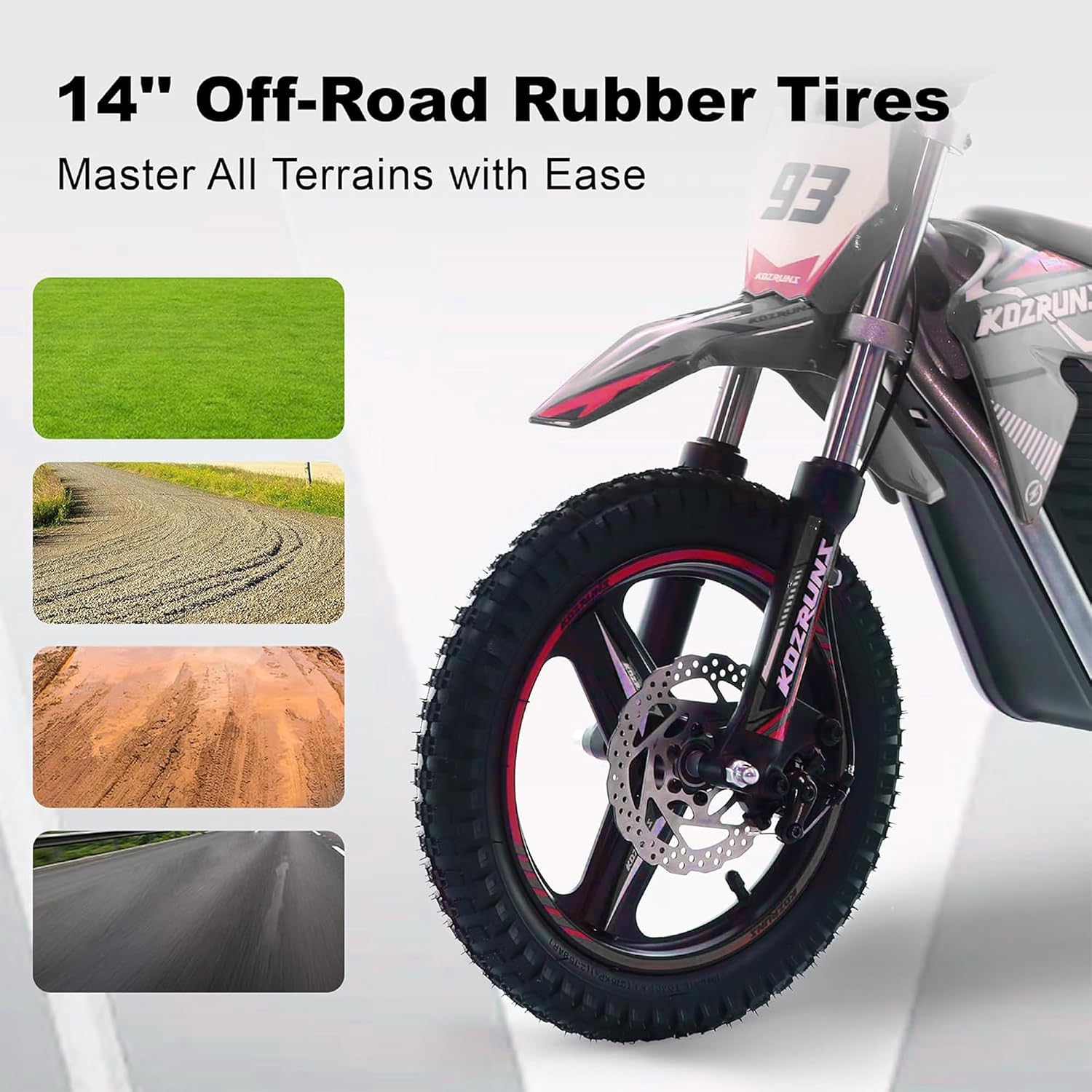 Electric Dirt Bike for Boys Girls Ages 5-10, 350W High Racing Competition Grade Motorcycle, Up to 18MPH 3 Speed Settings Balance Bike, 14IN Off-Road Tires Advanced Shock Absorption, Black