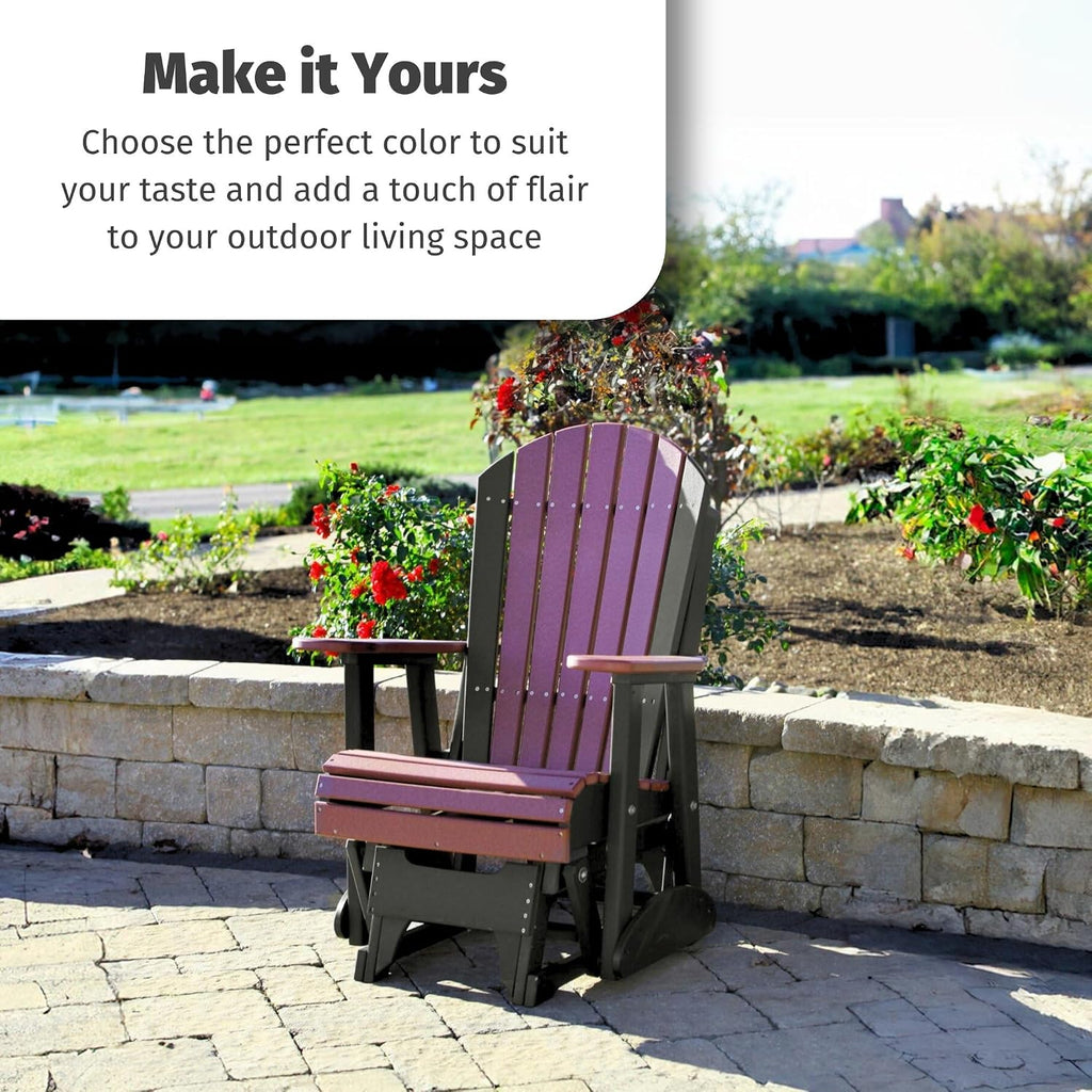 LuxCraft 2' Adirondack Glider Chair - Available in 20 Colors, Weatherwood and Black