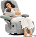 MAMAZING Lullacloud Swivel Rocker Recliner Chair for Adults with Adjustable Armrests & Headrest, Glider Rocking Chair Indoor with Removable Cover, Reading Chair with a Cushion for Living Room Bedroom