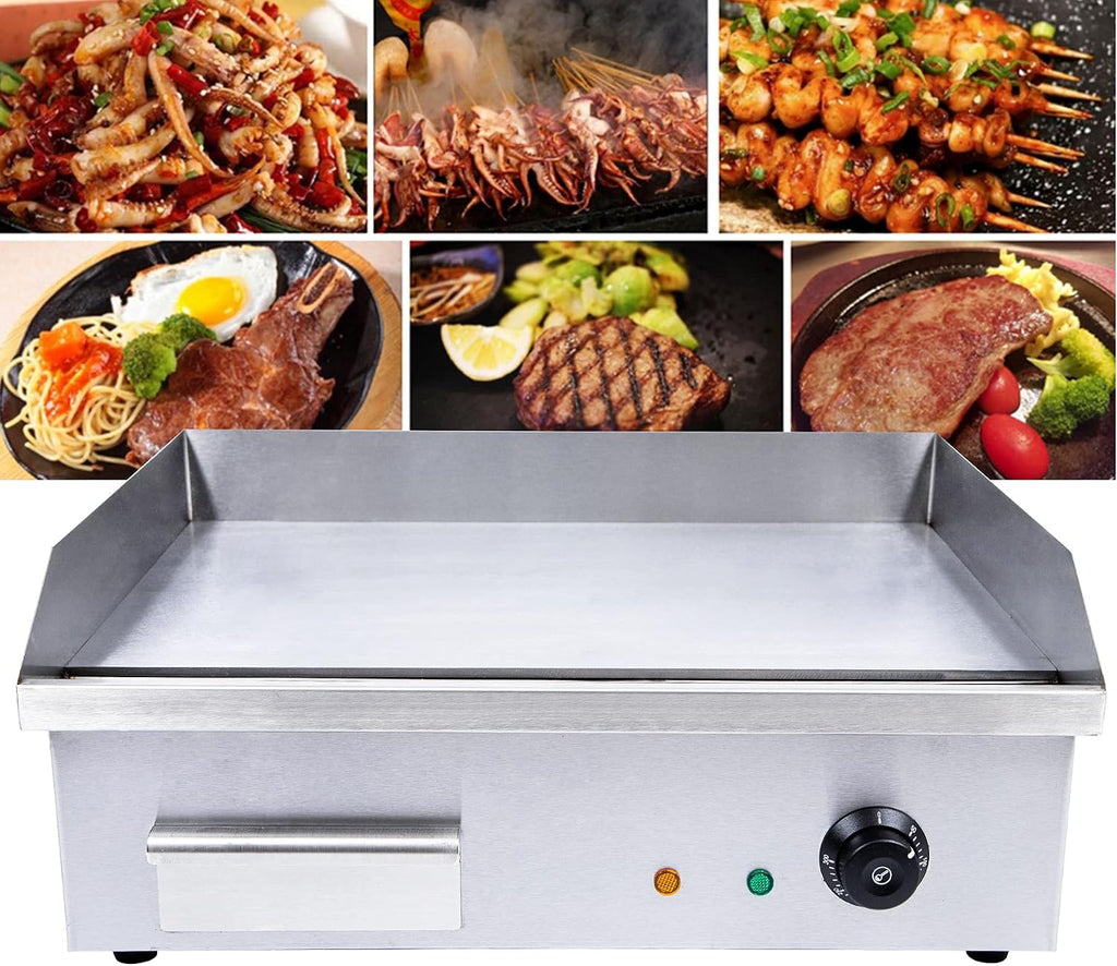Commercial Electric Griddle, 3000w Stainless Steel Teppanyaki Grill Indoor Outdoor, Countertop Flat Top BBQ Plate with Thermostatic Control