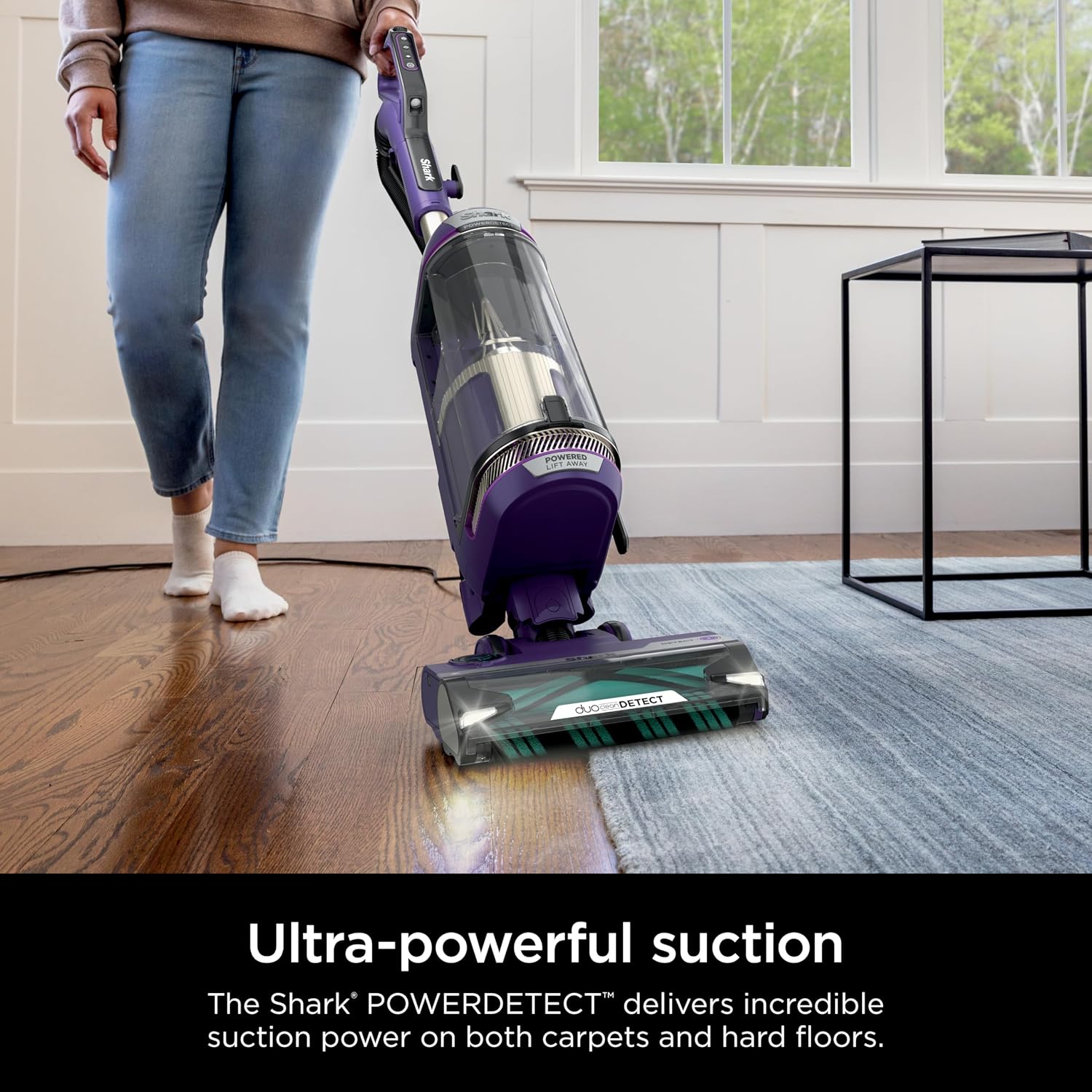 SHARK POWERDETECT Upright Vacuum Cleaner with DuoClean Technology, Odor Neutralizer Technology, Powered Lift-Away, Self Cleaning Brushroll, Anti-Allergen Complete Seal (Renewed) (Eggplant)