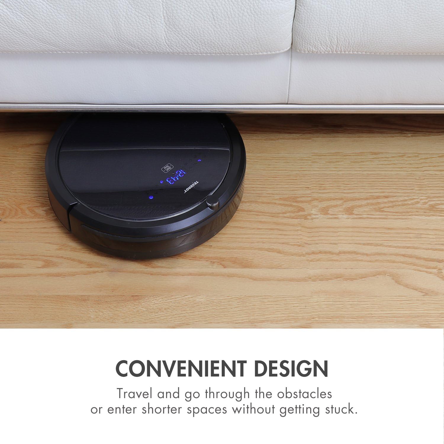 Tenergy Otis Robot Vacuum Cleaner, Max Power Suction Robotic Vacuum, Self-Charging, Smart Sensor, Pet Hair Filter Friendly, Remote Control Vacuum Cleans Hard Floors/Thin Carpets